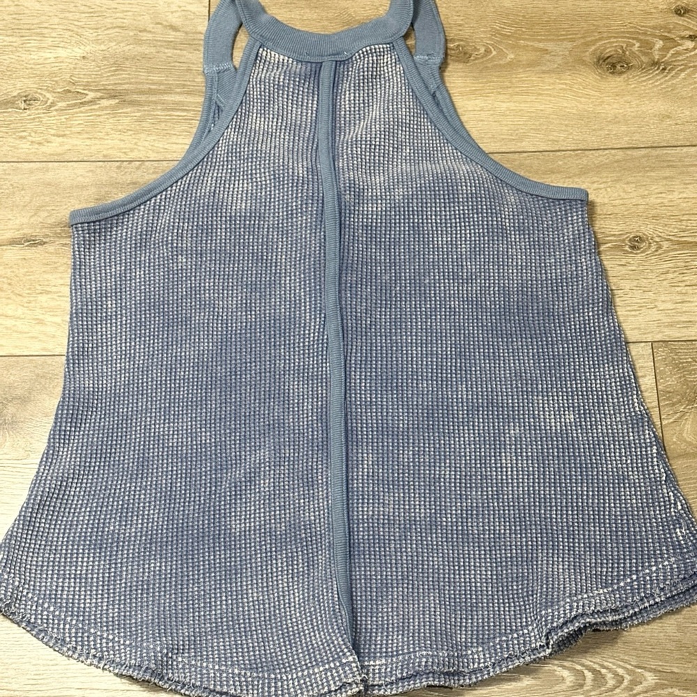 •Sold•  White Birch Acid Wash Waffle Knit Henley Tank Top - Picture 9 of 9